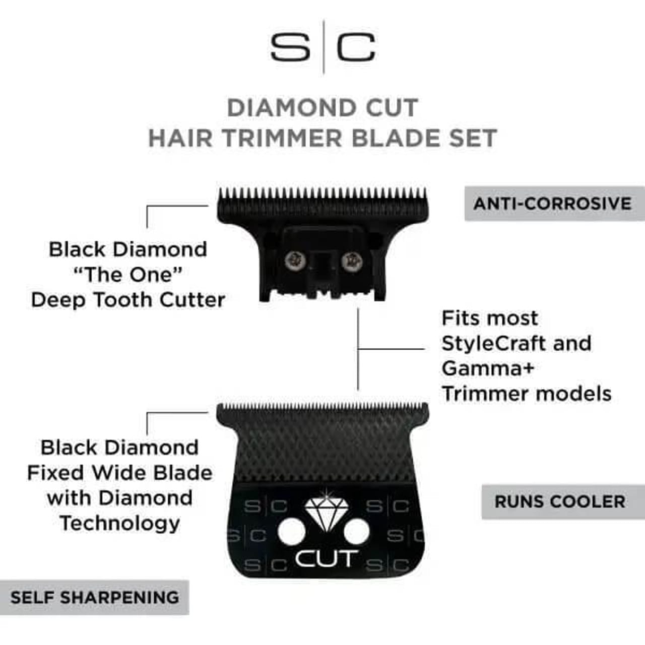 STYLECRAFT - Replacement Diamond Cut Fixed Black Diamond DLC Hair Trimmer Blade with The One Cutter S
