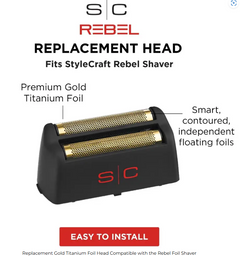 STYLECRAFT - Replacement Gold Titanium Foil Head Compatible with the Rebel Foil Shaver