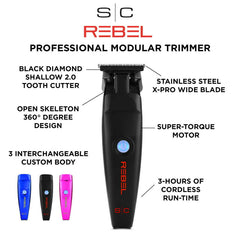 REBEL - Professional Super-Torque Modular Cordless Hair Clipper